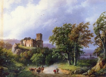 バレンド・コルネリス・コエクク Painting - オランダ 1803 ～ 1862 年 廃墟の城 オランダの風景 Barend Cornelis Koekkoek